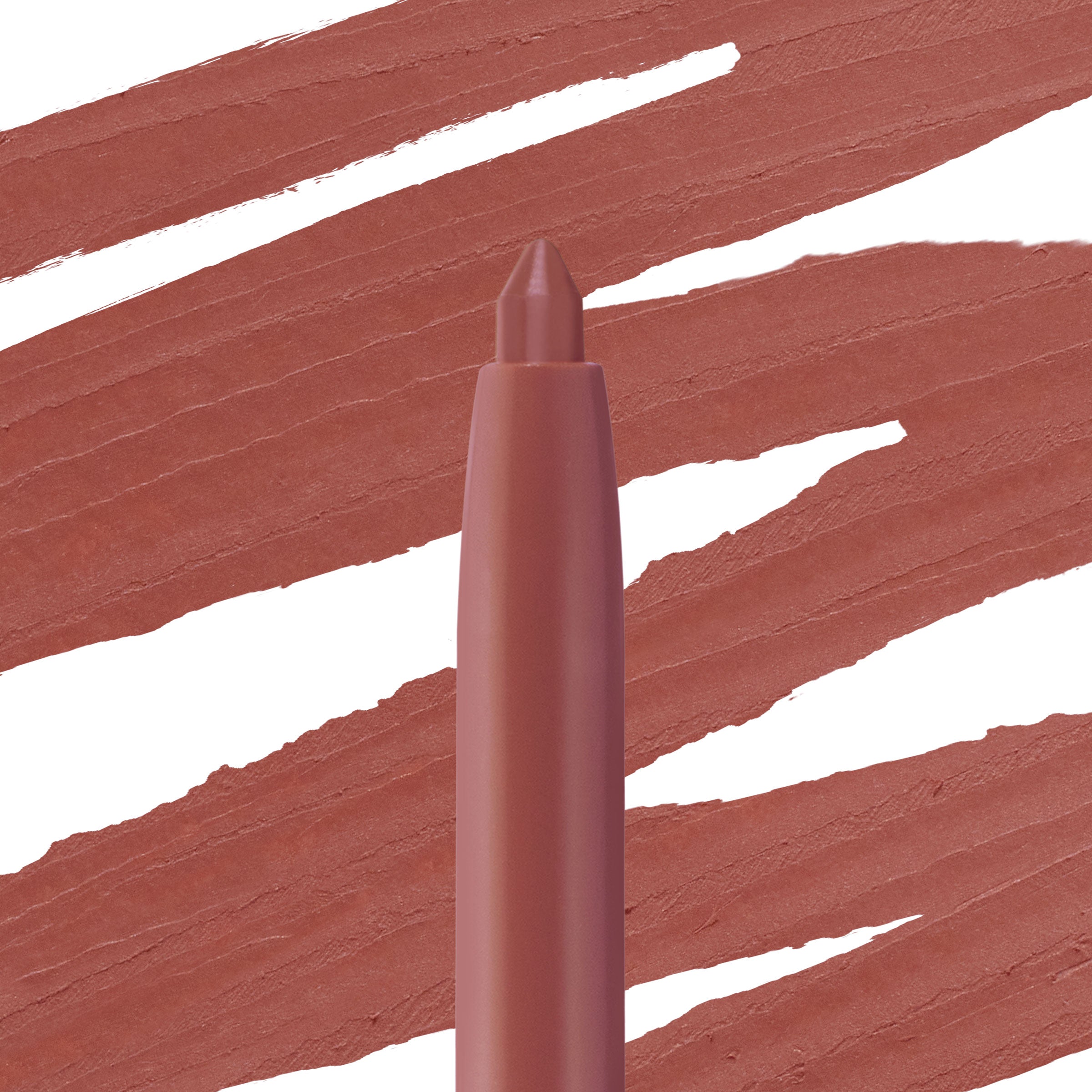 ColourPop So Juicy Plumping Lip Liner with Peptides, Group Chat shade, shown as a retractable mauve-rose tip with bold swatch strokes, highlighting creamy payoff and precise shaping for fuller-looking lips.