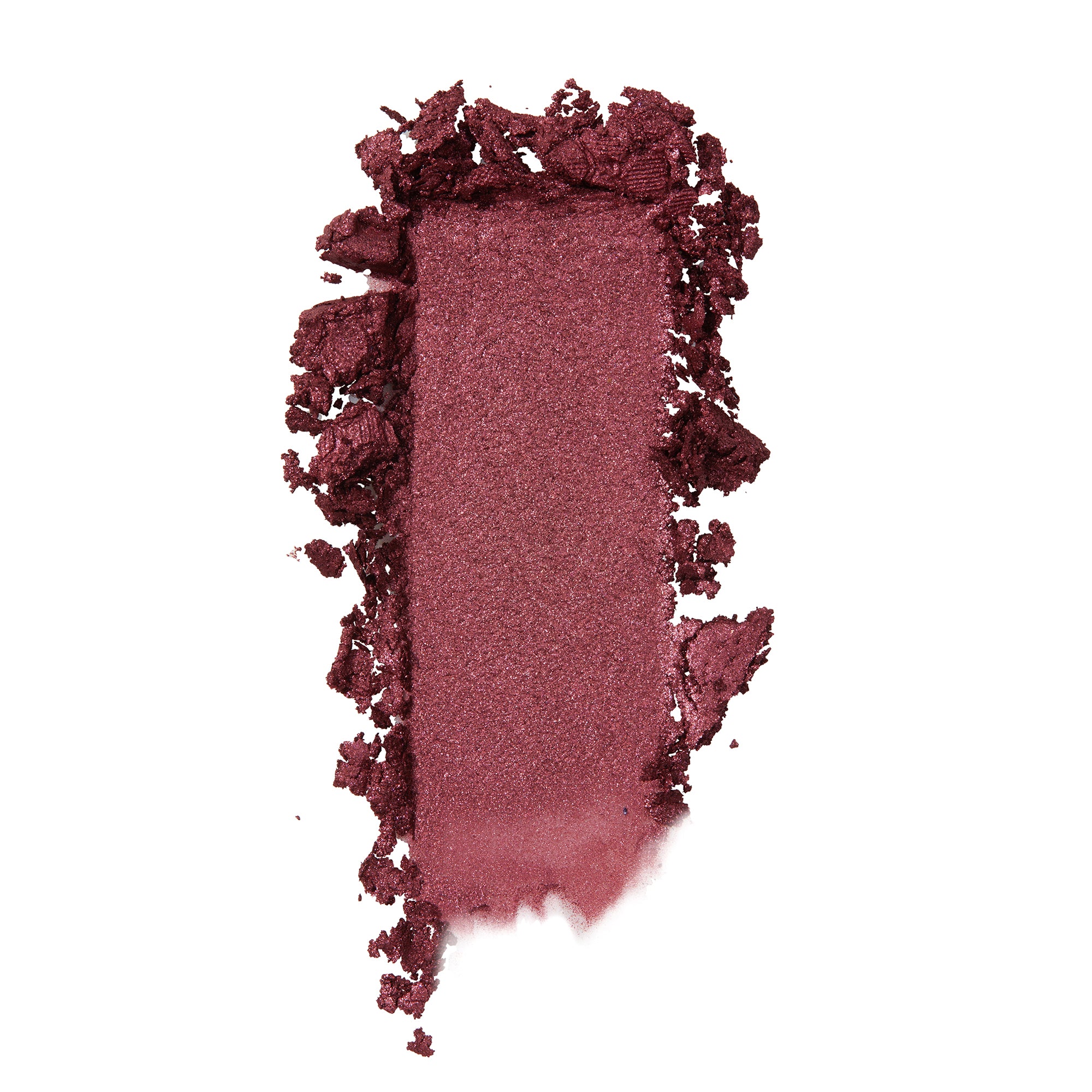 ColourPop Drift Super Shock Shadow swatch, a metallic cranberry-burgundy eyeshadow, smeared in a rectangular stroke with crumbled edges on a white background to showcase its shimmery, high-pigment finish.